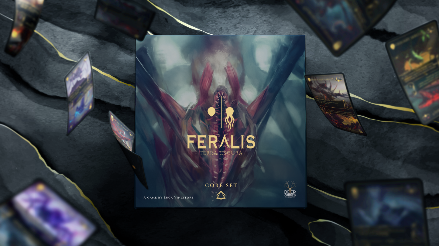 Copertina promozionale Feralis Terra Oscura gioco deck-building